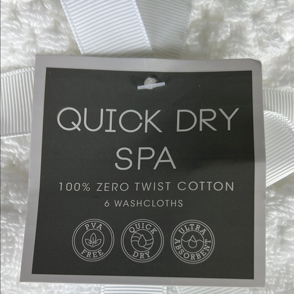 Quick Dry Spa Washcloths White 100% Zero Twist Cotton Quick Dry Soft 6 Pc NEW - Picture 3 of 6